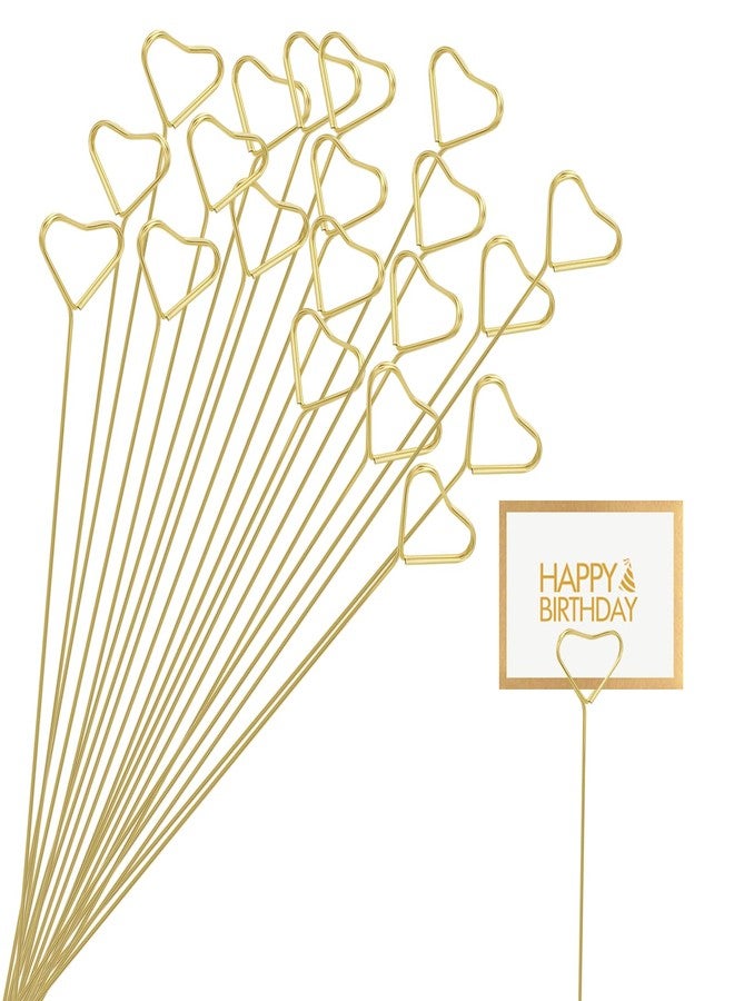 Siutaga 20 Pcs Metal Floral Place Card Holder Photo Clip Stick Metal Flower Place Card Holder for Wedding Party Favor Gift Memo Flower Arrangements (Heart) - Image 1